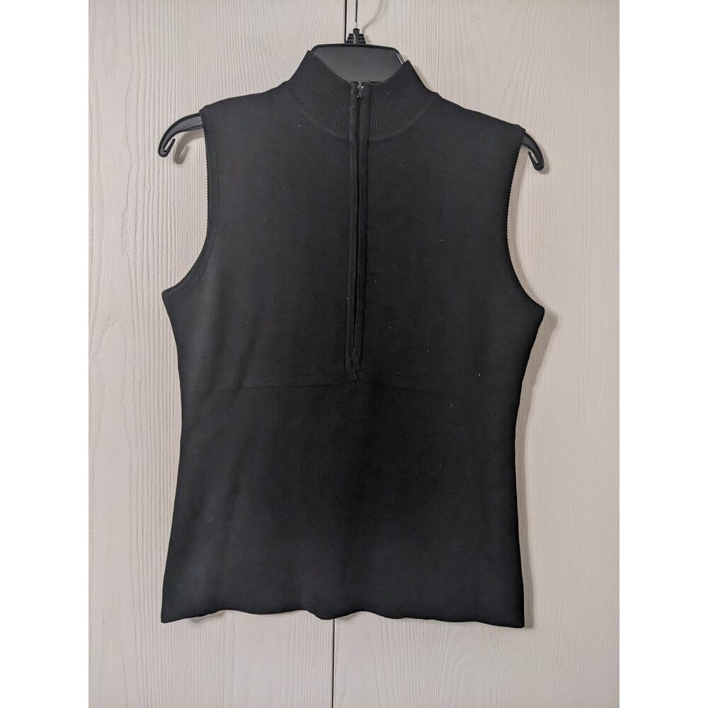 C'est City Women's Sleeveless 1/2 Zip Ribbed Sleeveless Silk Tank Top Size L